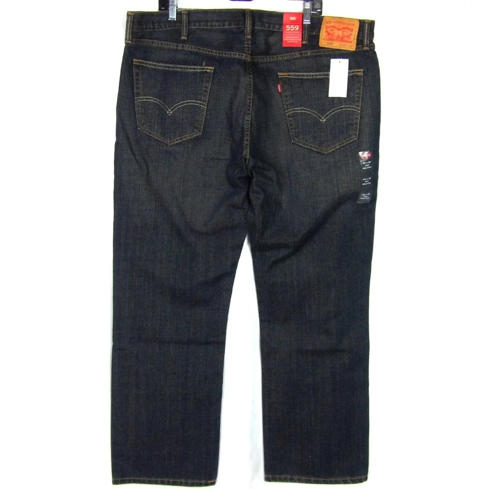 NEW! Levi's 559 Relaxed‎ Straight Leg Dark Wash Cotton Jeans Men's 42 X 30 NWT!